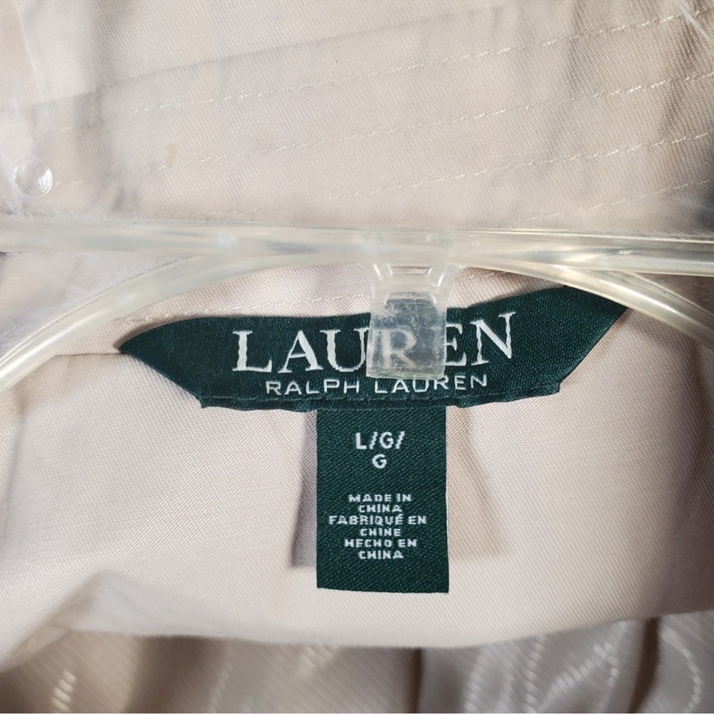 Lauren Ralph Lauren Trench Coat Womens L Beige Double Breasted Belted Preppy - Picture 7 of 8